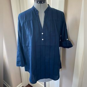 Lucky Brand V-neck Blouse, Blue, Size M